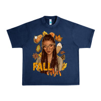 Navy Fall vibes afro woman Urban Heavy Tee - NancyCooperArtShop