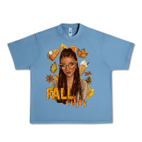 Pebble Blue Fall vibes afro woman Urban Heavy Tee - NancyCooperArtShop