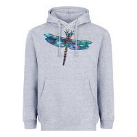 Heather Grey Blue Dragonfly Heavyweight Hoodie - LillyAllenDesigns