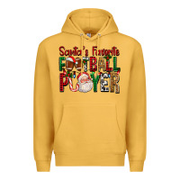 Mustard Santa's Favorite Football Player For Christmas Premium Hoodie - FaDigitalArtStudio