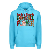 Ocean Blue Santa's Favorite Football Player For Christmas Premium Hoodie - FaDigitalArtStudio