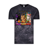 Cloud Black happy hallothanksmas cats Vintage Tee - texasbilliewilder