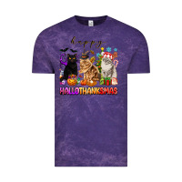 Cloud Purple happy hallothanksmas cats Vintage Tee - texasbilliewilder
