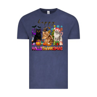 Vintage Denim happy hallothanksmas cats Vintage Tee - texasbilliewilder