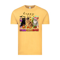 Vintage Mustard happy hallothanksmas cats Vintage Tee - texasbilliewilder