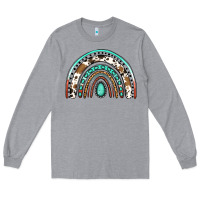 Heather Grey blessed western rainbow Long Sleeve Tee - Jasminsmagicworld