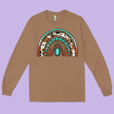 Blessed Western Rainbow Long Sleeve Tee Designed By Jasminsmagicworld