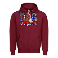 Burgundy America Dog Mama Zipper Hoodie - CowhideDigitalArt