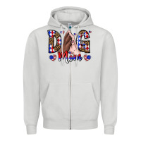 Dove Grey America Dog Mama Zipper Hoodie - CowhideDigitalArt