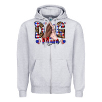 Heather Grey America Dog Mama Zipper Hoodie - CowhideDigitalArt