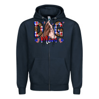 Navy America Dog Mama Zipper Hoodie - CowhideDigitalArt