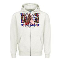 Oatmeal Heather America Dog Mama Zipper Hoodie - CowhideDigitalArt