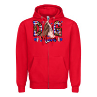 Red America Dog Mama Zipper Hoodie - CowhideDigitalArt