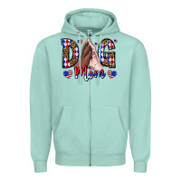 Seafoam America Dog Mama Zipper Hoodie - CowhideDigitalArt