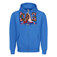 True Royal America Dog Mama Zipper Hoodie - CowhideDigitalArt