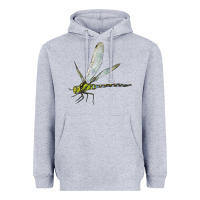 Heather Grey Blue And Yellow Dragonfly Heavyweight Hoodie - LillyAllenDesigns