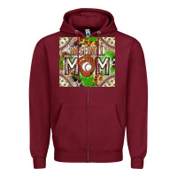 Burgundy Baseball Mom Zipper Hoodie - CowhideDigitalArt