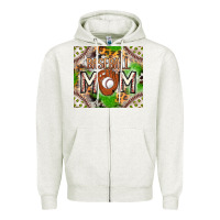 Oatmeal Heather Baseball Mom Zipper Hoodie - CowhideDigitalArt