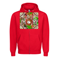 Red Baseball Mom Zipper Hoodie - CowhideDigitalArt