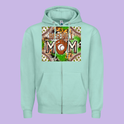 Baseball Mom Zipper Hoodie Designed By Cowhidedigitalart