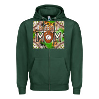 Sports Green Baseball Mom Zipper Hoodie - CowhideDigitalArt