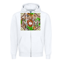 White Baseball Mom Zipper Hoodie - CowhideDigitalArt
