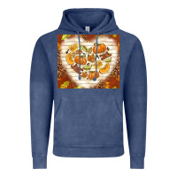 Vintage Denim fall heart with leopard Vintage Hoodie - TumblerDesignByShophia
