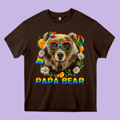 Papa Bear Pride Lgbtq+ Heavy Core Tee Designed By Bundleandbundleshop