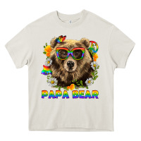 Cream Papa Bear Pride LGBTQ+ Heavy Core Tee - BundleAndBundleShop