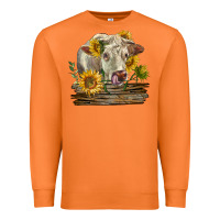 Carrot charolais cow with sunflowers Premium Sweatshirt - LillyAllenDesigns