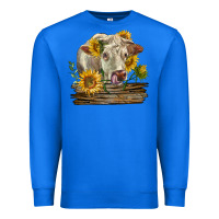 True Royal charolais cow with sunflowers Premium Sweatshirt - LillyAllenDesigns
