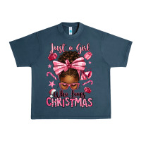Midnight Navy just a girl who loves pink christmas afro messy bu Urban Heavy Tee - texasbilliewilder
