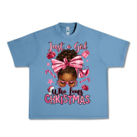 Pebble Blue just a girl who loves pink christmas afro messy bu Urban Heavy Tee - texasbilliewilder
