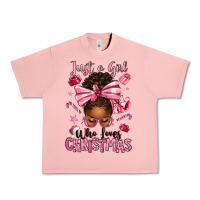 Salmon just a girl who loves pink christmas afro messy bu Urban Heavy Tee - texasbilliewilder