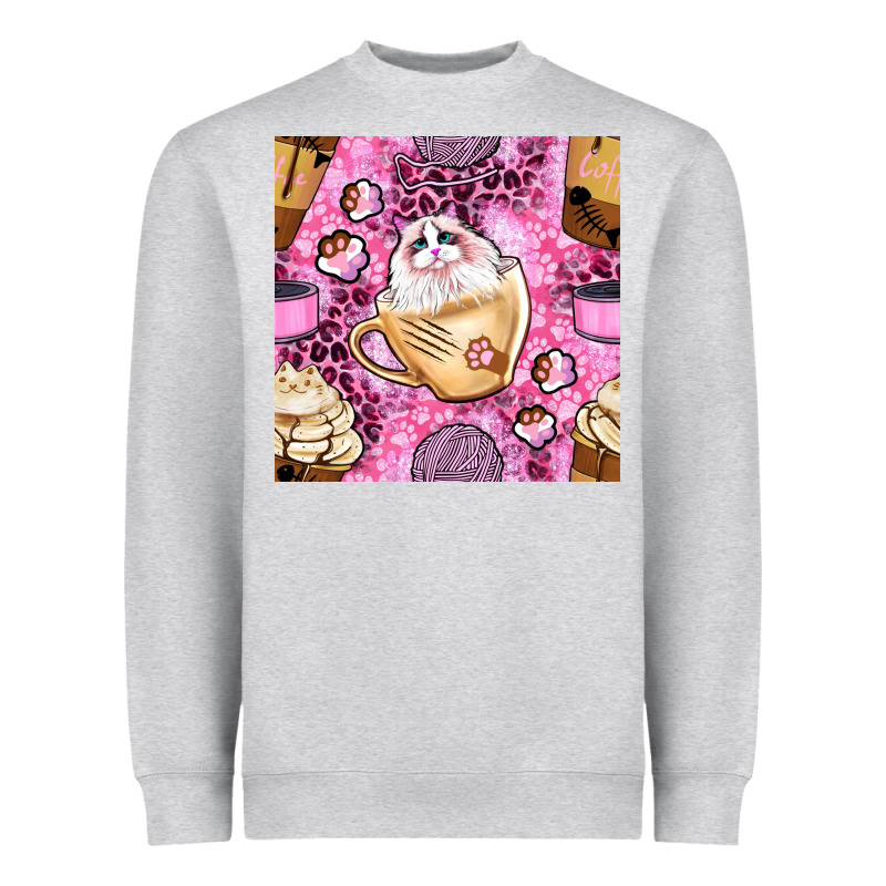 Cat Coffee Cups And Paw With Leopard And Glitter Seamless Pattern Bbs Heavyweight Sweatshirt by BundleAndBundleShop | Teevron