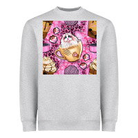Heather Grey cat coffee cups and paw with leopard and glitter seamless pattern bbs Heavyweight Sweatshirt - BundleAndBundleShop