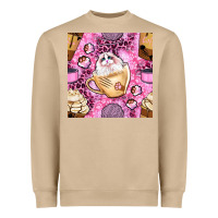 Mushroom cat coffee cups and paw with leopard and glitter seamless pattern bbs Heavyweight Sweatshirt - BundleAndBundleShop