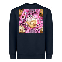 Navy cat coffee cups and paw with leopard and glitter seamless pattern bbs Heavyweight Sweatshirt - BundleAndBundleShop