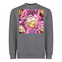 Storm cat coffee cups and paw with leopard and glitter seamless pattern bbs Heavyweight Sweatshirt - BundleAndBundleShop