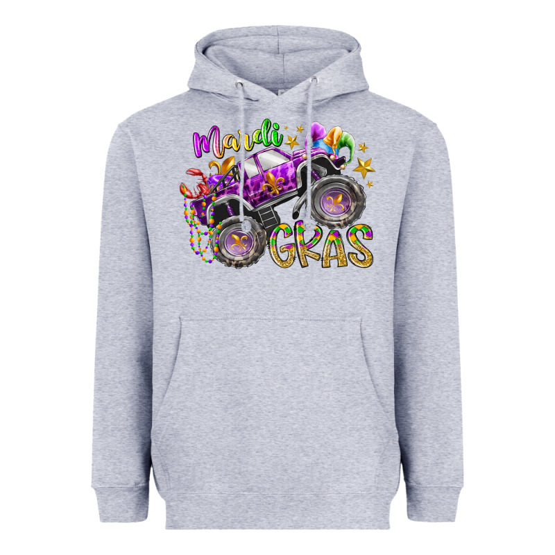 Mardi Gras Monster Truck Heavyweight Hoodie by RacoonDesign | Teevron