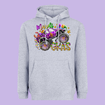 Mardi Gras Monster Truck Heavyweight Hoodie Designed By Racoondesign