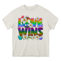 Cream Pride LGBTQ+ Love Wins Heavy Core Tee - BundleAndBundleShop