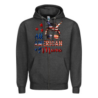 Charcoal Heather All American Mama Zipper Hoodie - LillyAllenDesigns