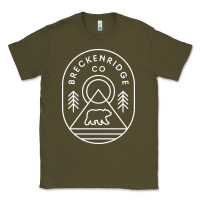 Army Green Breckenridge Colorado Bear Mountains Trees Hiking Classic Tee - lanVoArt
