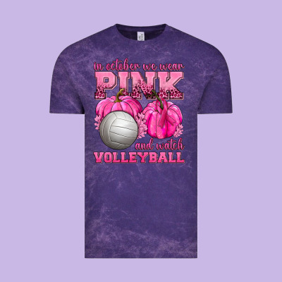 In October We Wear Pink And Watch Volleyball Vintage Tee Designed By Texasbilliewilder