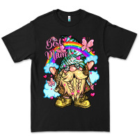 Black best mom gnome rainbow clouds butterfly glitter Premium Tee - LillyAllenDesigns