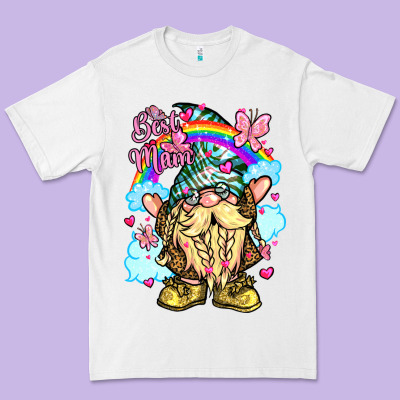 Best Mom Gnome Rainbow Clouds Butterfly Glitter Premium Tee Designed By Lillyallendesigns