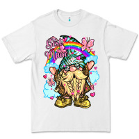 White best mom gnome rainbow clouds butterfly glitter Premium Tee - LillyAllenDesigns