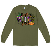 Army Green resting witch face Long Sleeve Tee - CowGirlArtShop