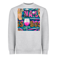 Heather Grey nail boss money hand and wine with gemstone leopard and zebra seamless Heavyweight Sweatshirt - BundleAndBundleShop